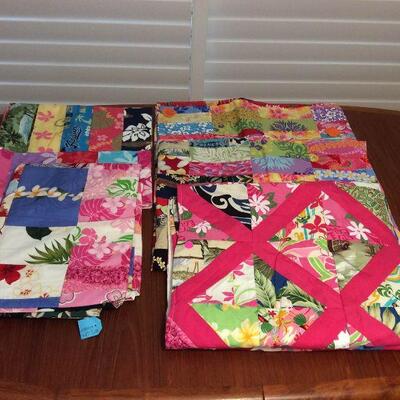 Afm032 Five Vintage Hawaiian Patchwork Quilt Blankets 