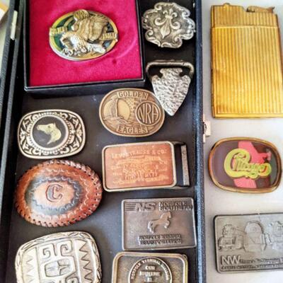 collection of belt buckles