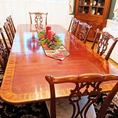 Gorgoues inlay dining table with 8 chairs