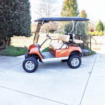 Side view of golf cart