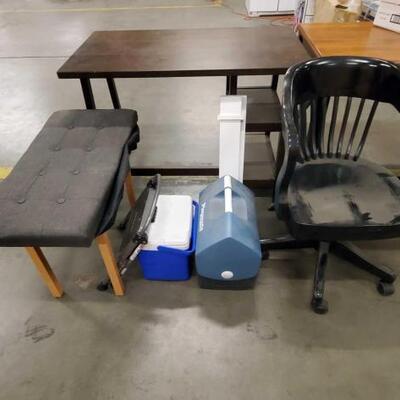 #2300 • 2 Benches, Step Stool, Office Chair, And 2 Ice Chests