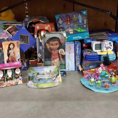 #1015 • Huge Lot Of Disney Toys: Includes Moana Doll, Peter Pan Collectible Figurines, Toy Story Figurines, Board Games, Sruffed Animals,...