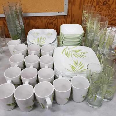 #1038 • Corelle Dish Sets:nIncludes 15 Porcelain Mugs, 32 Cups, Platter, 16 Large Plates, And More