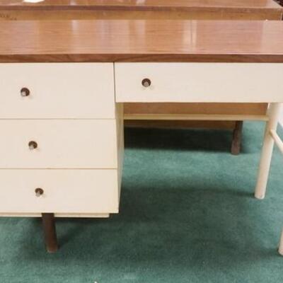 1006	DIRECTIONAL MIDCENTURY MODERN DESK W/ CHROME FRAME, HAS 3 DRAWERS, ONE IS A FILE DRAWER. 82 1/8 IN W, 36 1/8 IN DEPP, 28 3/4 IN H....