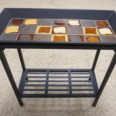 1047	IRON STAND W/ LIFT OFF TRAY TOP 31 1/2 IN X 15 3/4 IN, 32 IN H 
