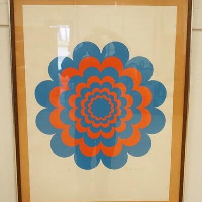 1010	BMAN RICE OP ART LIMITED EDITION PRINT 1967, NO. 64 OF 70. 31 1/4 IN X 41 1/4 IN INCLUDING FRAME
