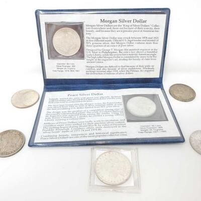 #2499 â€¢ (6) Morgan Silver Dollars and Peace Silver Dollars: Years Range: 1881-1922