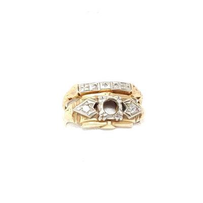 #2046 • (2) 14k Gold Dainty Rings with Diamonds, 2.4g
