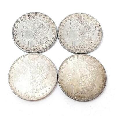 #2481 â€¢ (4) Morgan Silver Dollars: Years Range: 1887-1897 (2) New Orleans Mint and (2) Philadelphia Mint