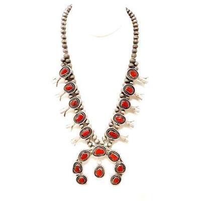 #600 • Vintage Navajo Squash Blossom Necklace 20