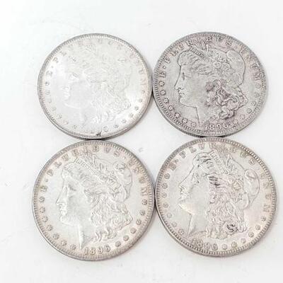 #2490 â€¢ (4) 1896 Morgan Silver Dollars: (3) Philadelphia Mint and (1) New Orleans Mint