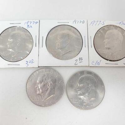 #2620 â€¢ (5) Eisenhower Dollars: Years Range: 1977-1978. 