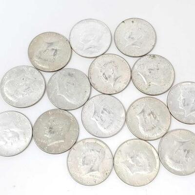 #2542 â€¢ (15) Kennedy Half Dollars 90% Silver Years Range: 1965-1970 All Philadelphia Mint