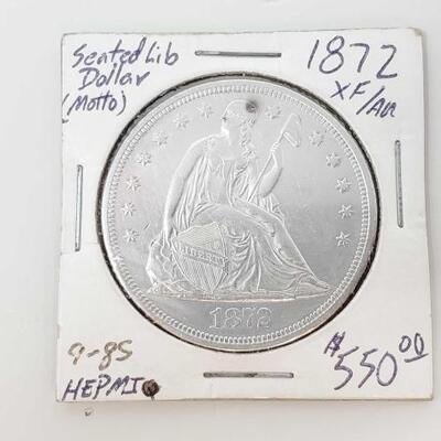 #2580 â€¢ 1872 US Liberty Seated Dollar: Deadwood, South Dakota Fine Silver Mint