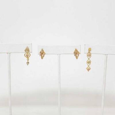 #2166 • (3) Pairs of 10k Black Hills Gold Fashion Earrings, 6.5g