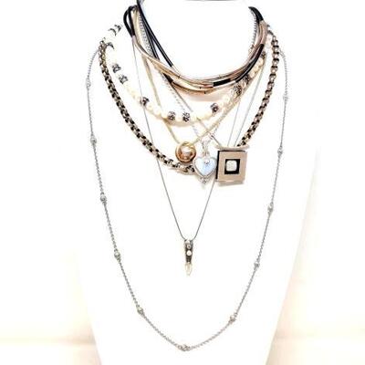 #2266 • (8) Fashion Sterling Silver Necklaces, 245g