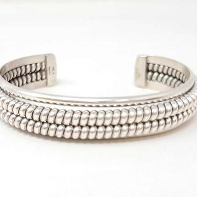 #618 • Vintage Native American Navajo Double Coil Sterling Silver Cuff: : Weighs Approx 38.9g Approx Cuff Size 2.5