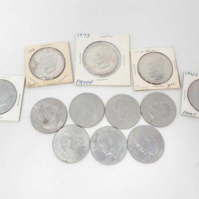 #2604 â€¢ (12) Eisenhower Dollars 40% Silver: Years Range: 1971-1976.