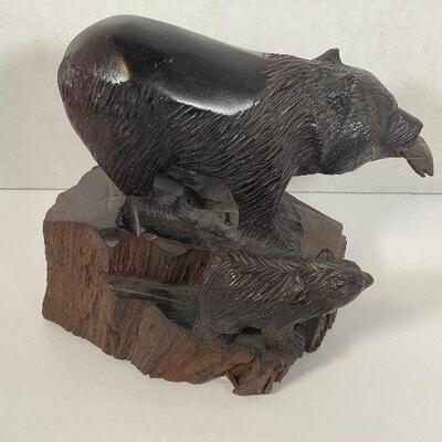 Carved Bear with Cubs-  Rosewood