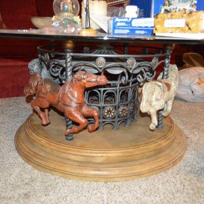 very COOL  carousel  horse table that SPINS!