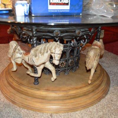 very COOL  carousel  horse table that SPINS!