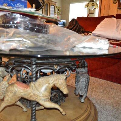very COOL  carousel  horse table that SPINS! 