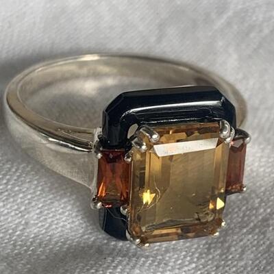 Sterling Silver and Citrine Gemstone Ring Size 9