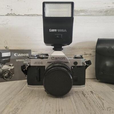 Canon AE-1, 50mm 1:1.8 FD Lens & Canon
Speedlite 188A Flash in Soft Case