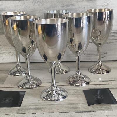 (6) International Silver Plate Handcrafted Goblets