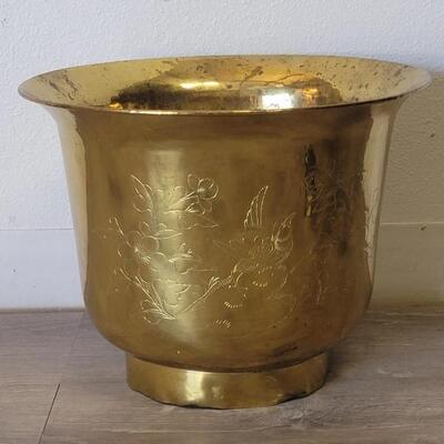 Brass Planter with Etched Design, Hong Kong