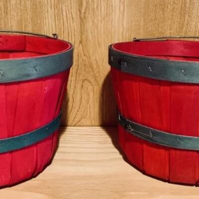 Two Red and Green Christmas/Apple Baskets