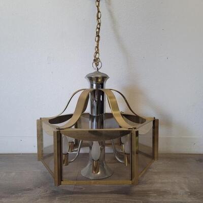 Brass and Glass Hanging Light Fixture