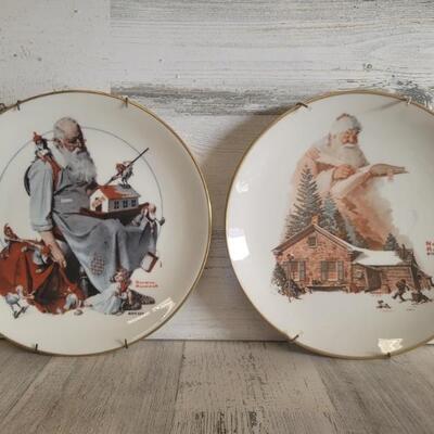 (2) Norman Rockwell Collectable Christmas Plates