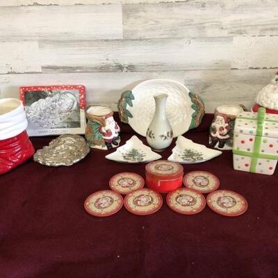 Christmas Dishes, Cookie Jar, Platters, Serving Sets & Decor, as pictured
