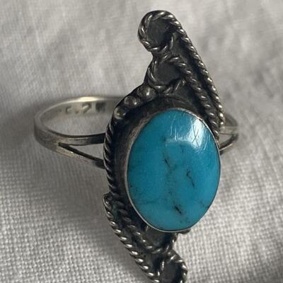 Sterling Silver and Turquoise Ring Size 7