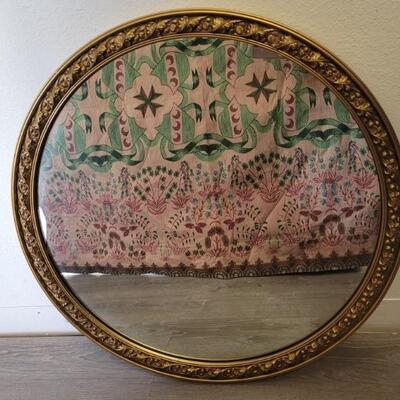 Round, Gilt Gold Mirror is 31in Diameter