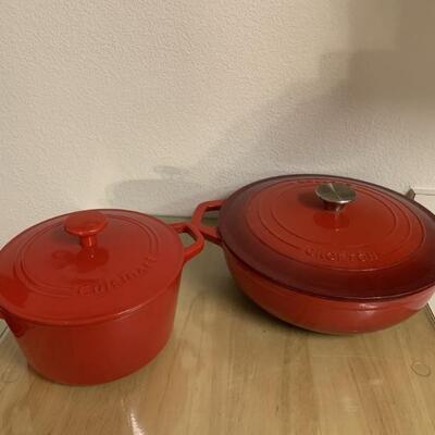 (2) Red Dutch Ovens with Lids: Crofton & Cuisinart