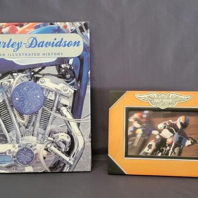 (2) Harley Davidson Lot: Coffee Table Book & Frame