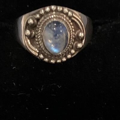 Sterling Silver Ring with Light Blue Stone