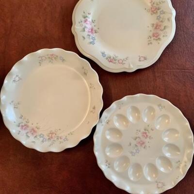 (3) Pfaltzfraff Tea Rose: 1-Egg Plate & 2-Platters