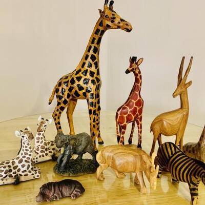 Safari Animals. Wood, Resin and Paper Mache