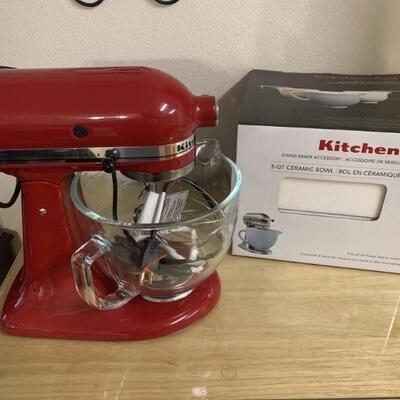 Red KitchenAid Stand Mixer with 5-Qt Glass Bowl