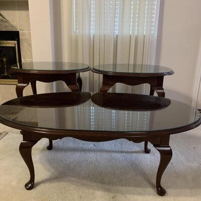 Ethan Allen Cherry Coffee Table and 2 End Tables