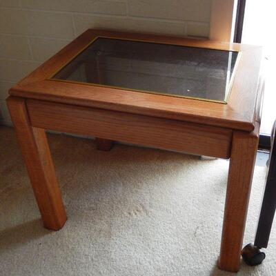 Glass top end table - $30