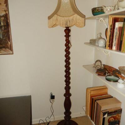 Antique wood barley twist floor lamp - $125