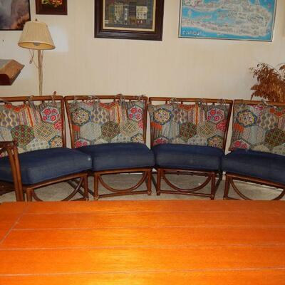 Mid-Century Rattan Curved Sectional Sofa - $550