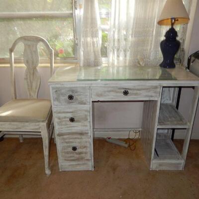 Gray desk - $65; Gray chair - $20 