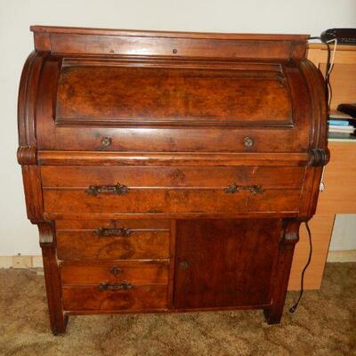 Antique cylinder roll top desk - $500