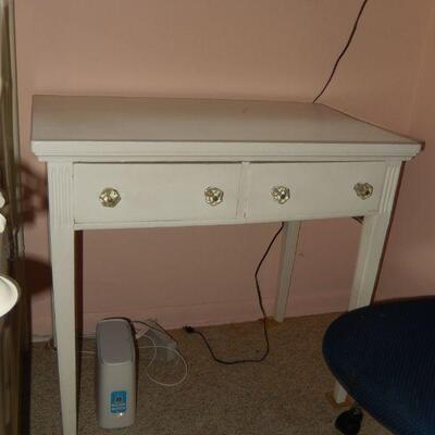 White desk with glass knobs - $65 