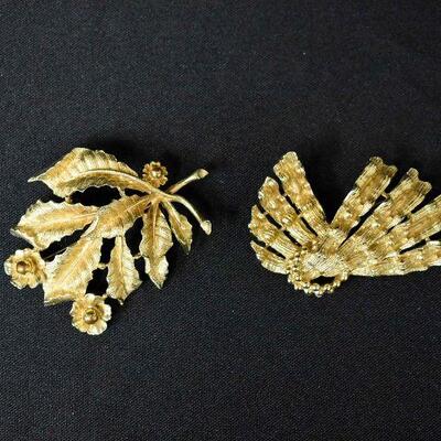 2 R.S.K. Goldtone Brooches